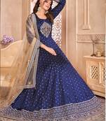 Blue Taffeta Silk Anarkali Suit