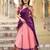  Traditional Ethnic Pink silk blend Lehenga with Deep Purple Pallu and Intricate Gold Zari Detailing
