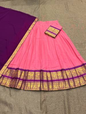  Traditional Ethnic Pink silk blend Lehenga with Deep Purple Pallu and Intricate Gold Zari Detailing 4