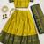  Yellow Traditional Lehenga Choli Set Featuring Intricate Purple and Gold Zari Detailing