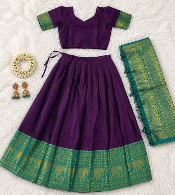  Wine Traditional Lehenga Choli Set Featuring Intricate Purple and Gold Zari Detailing 4