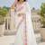 White multicolour thread & sequin floral embroidered chinon silk designer saree with unstitched blouse