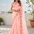 Peach multicolour thread & sequin floral embroidered chinon silk designer saree with unstitched blouse