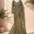 Luxury antique gold net saree with heavy embroidery for wedding reception festive wear