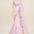 Pink multicolour thread & sequin floral embroidered chinon silk designer saree with unstitched blouse