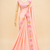 Peach multicolour thread & sequin floral embroidered chinon silk designer saree with unstitched blouse