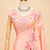 Peach multicolour thread & sequin floral embroidered chinon silk designer saree with unstitched blouse
