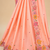 Peach multicolour thread & sequin floral embroidered chinon silk designer saree with unstitched blouse
