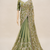 Olive green silver bead & sequin embroidered fendi silk designer saree with unstitched blouse for wedding & party wear
