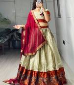green silk blend woven traditional lehenga-choli