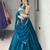 teal blue silk blend plain traditional lehenga-choli