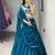 teal blue silk blend plain traditional lehenga-choli