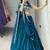 teal blue silk blend plain traditional lehenga-choli
