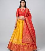 yellow silk blend woven traditional lehenga-choli