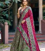 green art silk floral printed navratri lehenga choli