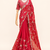 Red silver bead & sequin embroidered fendi silk designer saree with unstitched blouse for wedding & party wear