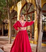pink silk blend embroidered fashion lehenga-choli
