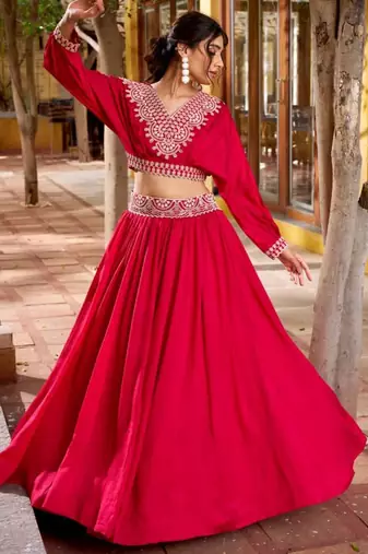 pink silk blend embroidered fashion lehenga-choli