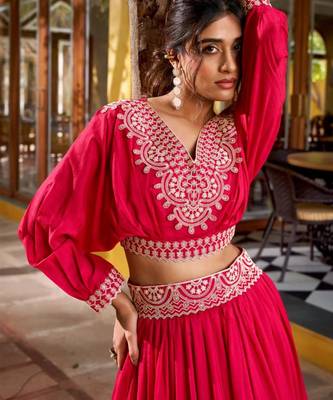 pink silk blend embroidered fashion lehenga-choli 4