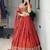 orange silk blend embroidered traditional lehenga-choli