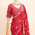 Red silver bead & sequin embroidered fendi silk designer saree with unstitched blouse for wedding & party wear