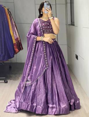 purple silk blend plain traditional lehenga-choli 2