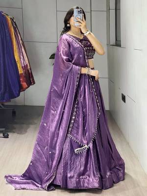 purple silk blend plain traditional lehenga-choli 3