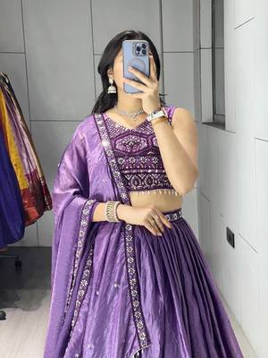 purple silk blend plain traditional lehenga-choli 4