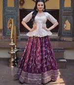 wine jacquard embroidered traditional lehenga-choli