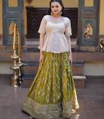 green jacquard embroidered traditional lehenga-choli