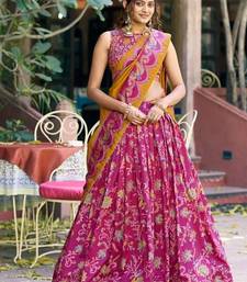 pink art silk floral printed navratri lehenga choli