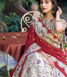 white art silk floral printed navratri lehenga choli