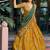 mustard art silk floral print navratri lehenga choli