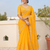Yellow  silver bead & sequin embroidered fendi silk designer saree with unstitched blouse for wedding & party wear