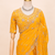 Yellow  silver bead & sequin embroidered fendi silk designer saree with unstitched blouse for wedding & party wear
