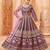 wine colour foil work art silk anarkali gown