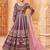 wine colour foil work art silk anarkali gown
