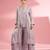 Dull pink georgette sharara cape set with thread and sequin work