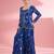 Royal blue  georgette sharara  set with thread and sequin work