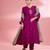 Fuscia katan silk hand embroidered kurta set