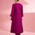 Fuscia katan silk hand embroidered kurta set