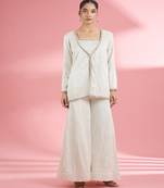 Ivory  georgette sharara  set with thread and sequin work