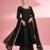 Black katan silk anarkali sharara set with hand embroidery