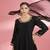 Black katan silk anarkali sharara set with hand embroidery