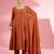 Rust katan silk hand embroidered kurta set