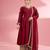 Maroon  katan silk hand embroidered kurta set