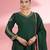 Dark green   katan silk hand embroidered kurta set