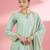 Sea green katan silk handwork kurta set