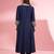 Dark blue katan silk hand embroidered kurta set