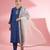 Blue katan silk hand embroidered kurta set